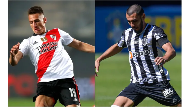 Braian Romero of River Plate (left) and Junior Alonso of Atletico Mineiro (Getty).