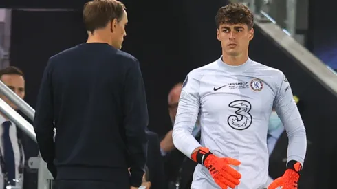 Kepa came off the bench in extra time and saved two penalties to help Chelsea win the 2021 UEFA Super Cup. (Getty)