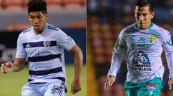 Jaylin Lindsey of Sporting Kansas City (left), and Jose Rodriguez of Leon (right). (Getty)