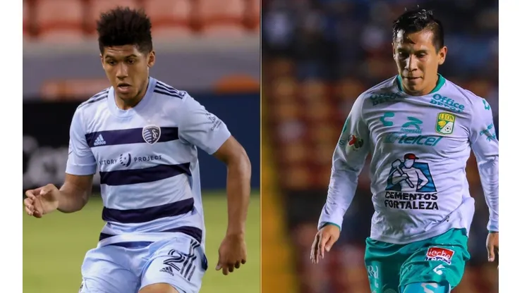 Jaylin Lindsey of Sporting Kansas City (left), and Jose Rodriguez of Leon (right). (Getty)