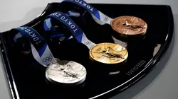 A medal tray at the Tokyo 2020 Olympic Games. (Getty)