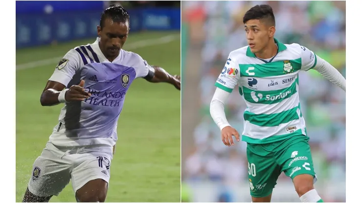 Nani of Orlando City SC (left) and Omar Campos of Santos Laguna (Getty).