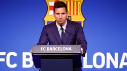 Lionel Messi facing the media. (Getty)