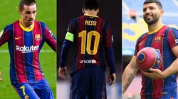 Griezmann and Agüero with all the weight behind their backs. (Getty)