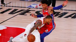 Damian Lillard vs. the Sixers. (Getty)