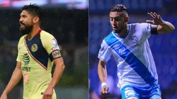 Oribe Peralta of Club America (left), and Javier Salas of Puebla (right). (Getty)