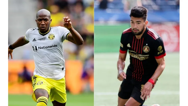Darlington of Columbus Crew (left), and Marcelino Mora (right). (Getty)