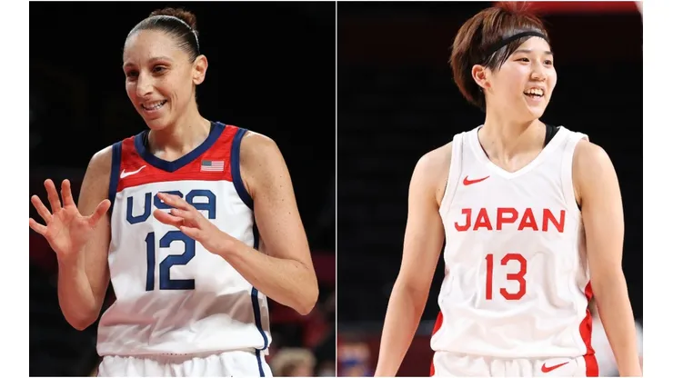 Diana Taurasi of the United States (left) and Rui Machida of Japan (right). (Getty)