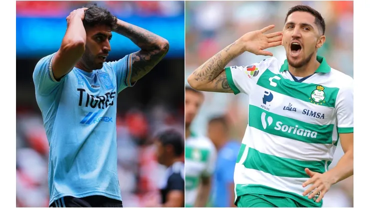 Francisco Venegas of Tigres (left) and Diego Valdes of Santos Laguna (right). (Getty)