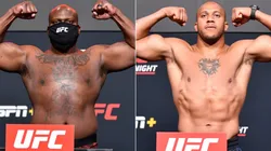Derrick Lewis of the United States (left) and Ciryl Gane of France (right). (Getty)