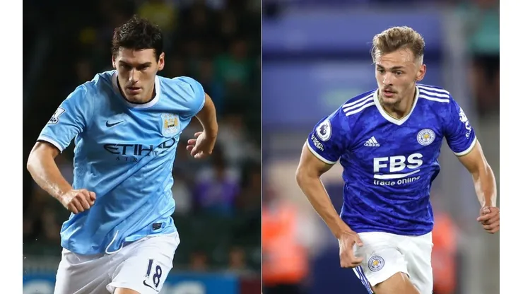 Gareth Berry of Manchester City (left), and Kiernan Dewsbury of Leicester City (left). (Getty))