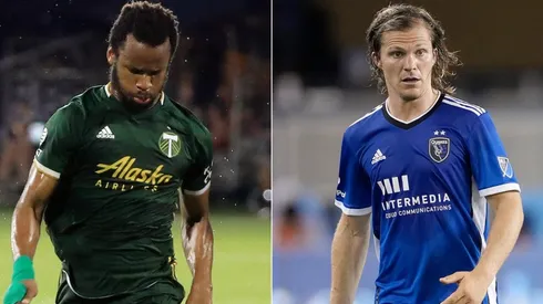 Jeremy Ebobisse of Portland Timbers (left) and Florian Jungwirth of San Jose Erthquakes (Getty).