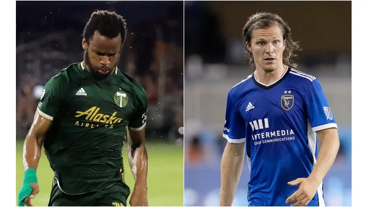 Jeremy Ebobisse of Portland Timbers (left) and Florian Jungwirth of San Jose Erthquakes (Getty).