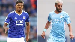 Wesley Fofana of Leicester (left) and Riyad Mahrez of Manchester City. (Getty)