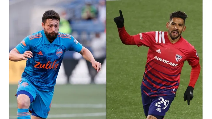 Joao Paulo of Seattle Sounders (left), and Franco Jara of FC Dallas (right). (Getty)