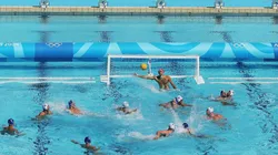 General action in the men's Olympic Water Polo. (Getty)