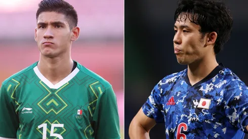 Uriel Antuna of Mexico (left) and Wataru Endo of Japan. (Getty)