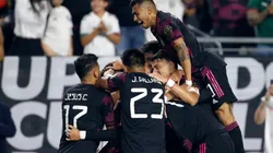 Mexico players celebrate after a goal at the 2021 CONCACAF Gold Cup. (Getty)