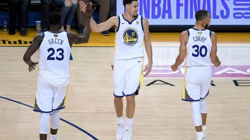 Draymond Green, Klay Thompson & Stephen Curry. (Getty)