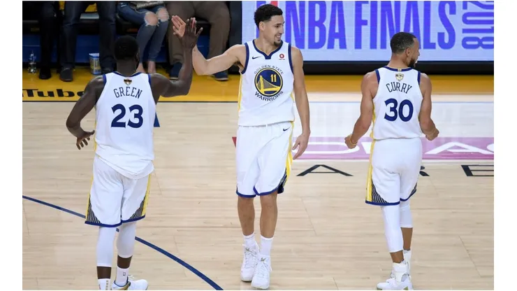 Draymond Green, Klay Thompson & Stephen Curry. (Getty)