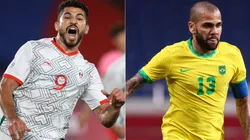 Henry Martin of Mexico (left), and Dani Alves of Brazil (right).