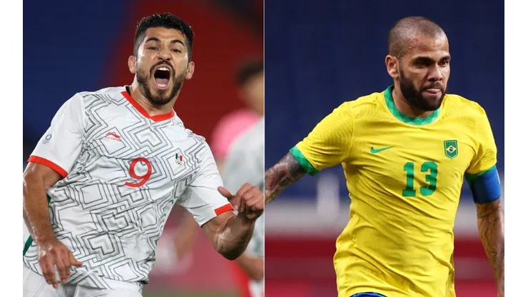 Henry Martin of Mexico (left), and Dani Alves of Brazil (right).