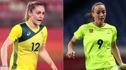 Ellie Carpenter of Australia (left), and Kosovare Asllani (right).
