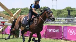 Arianna Schivo of Team Italy riding Quefira de L'Ormeau competes during the Eventing Cross Country Team and Individual on day nine of the Tokyo 2020 Olympic Games (Getty).