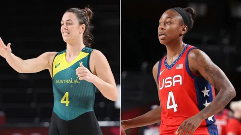 Jenna O'Hea of Australia (left), and Jewell Loyd of USA (right).
