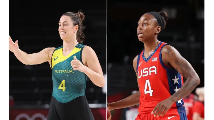 Jenna O'Hea of Australia (left), and Jewell Loyd of USA (right).