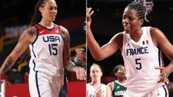 Dawn Staley of USA (left), and Endene Miyen of France (right).