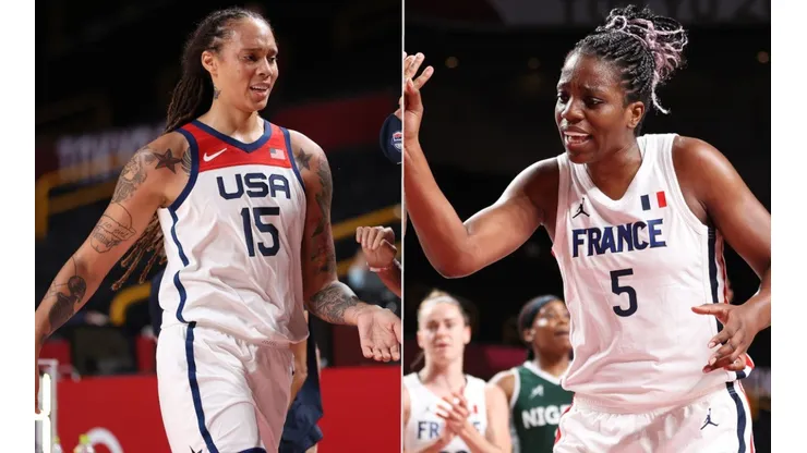 Dawn Staley of USA (left), and Endene Miyen of France (right).