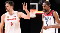 Pau Gasol of Spain (left), and Kevin Durant of USA (right).