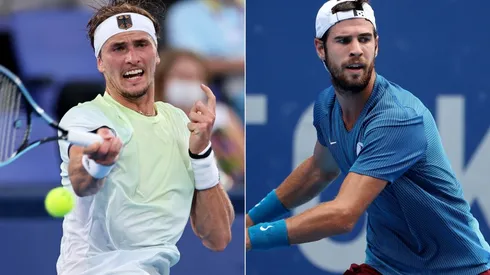 Alexander Zverev of Germany (left) and Karen Khachanov of Russia (Getty).