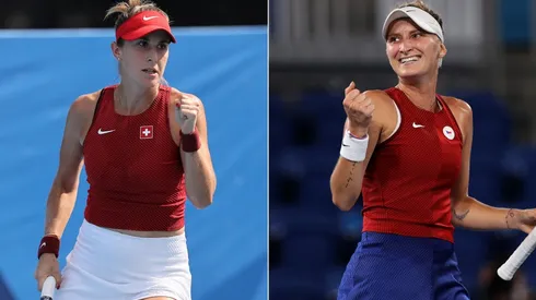 Belinda Bencic of Switzerland (left) and Marketa Vondrousova of the Czech Republic will clash in the Olympic women's tennis final at Tokyo 2020. (Getty)