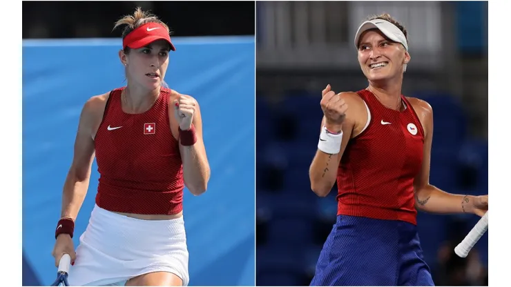 Belinda Bencic of Switzerland (left) and Marketa Vondrousova of the Czech Republic will clash in the Olympic women's tennis final at Tokyo 2020. (Getty)