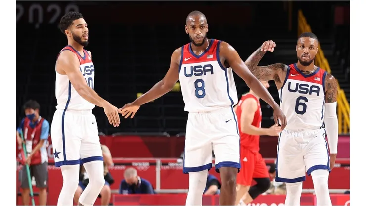 Jayson Tatum, Khris Middleton & Damian Lillard. (Getty)