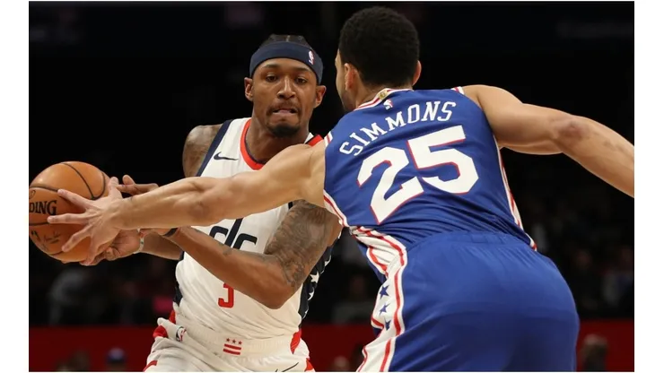 Ben Simmons guarding Bradley Beal. (Getty)