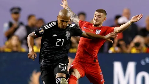 Luis Rodriguez of Mexico (left) and Paul Arriola of the United States in the 2019 Gold Cup Final (Getty).