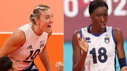 Jordan Larson of Team USA (left), and Paola Ogechi of Team Italy (right).