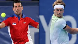 Novak Djokovic of Serbia (left) and Alexander Zverev of Germany (Getty).