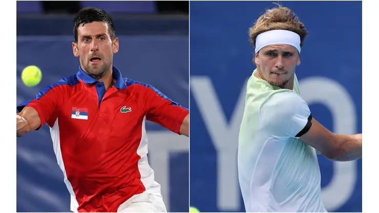 Novak Djokovic of Serbia (left) and Alexander Zverev of Germany (Getty).