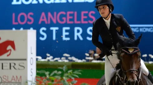 Jessica Springsteen rides Vindicat W during the Longines Grand Prix class. (Getty