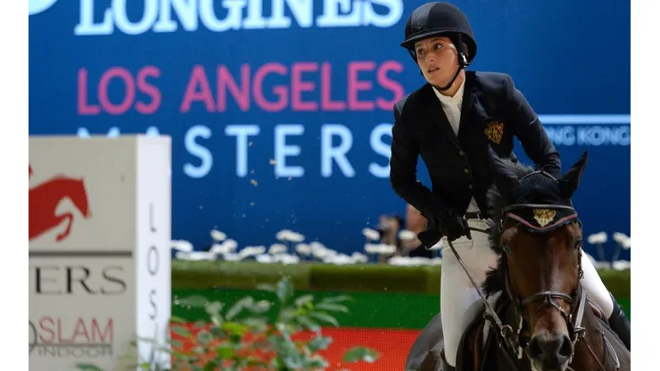 Jessica Springsteen rides Vindicat W during the Longines Grand Prix class. (Getty