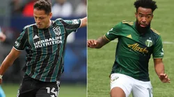 Chicharito Hernández of LA Galaxy (left) and Eryk Williamson of Portland Timbers (Getty).
