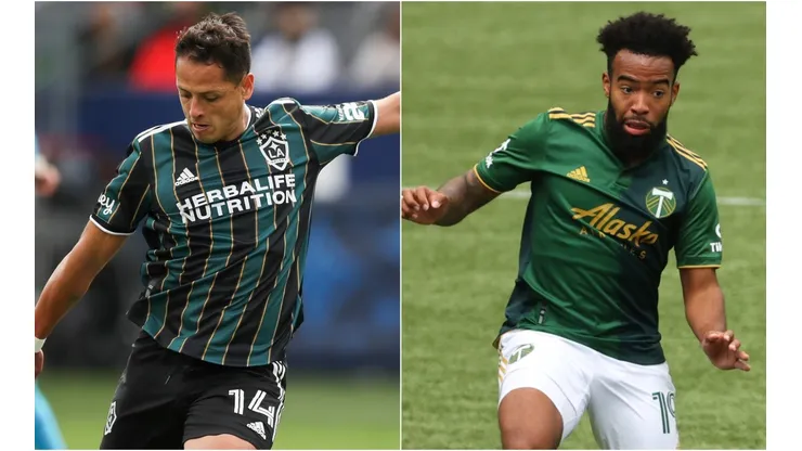 Chicharito Hernández of LA Galaxy (left) and Eryk Williamson of Portland Timbers (Getty).