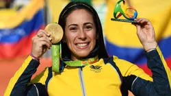 Mariana Pajon celebrating her gold medal at Rio 2016 Olympics. (Getty)