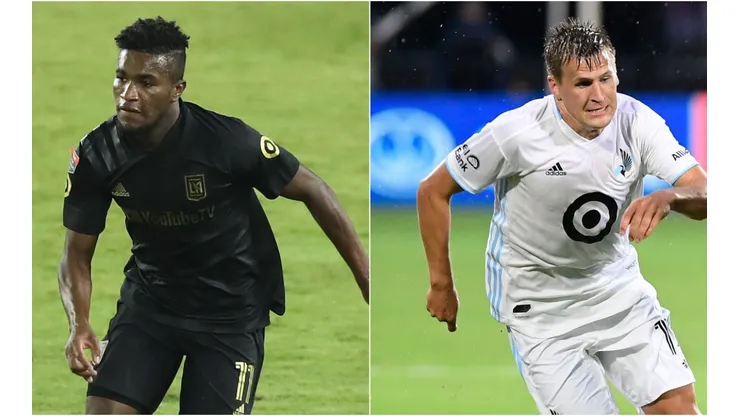 Jose Cifuentes of LAFC (left) and Robin Lod of Minnesota United. (Getty)