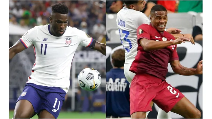 Daril Dyke of the United States (left) and Pedro Miguel of Qatar (Getty).