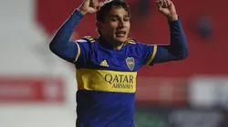 Boca Juniors' Agustín Obando celebrates after scoring a goal (Getty).